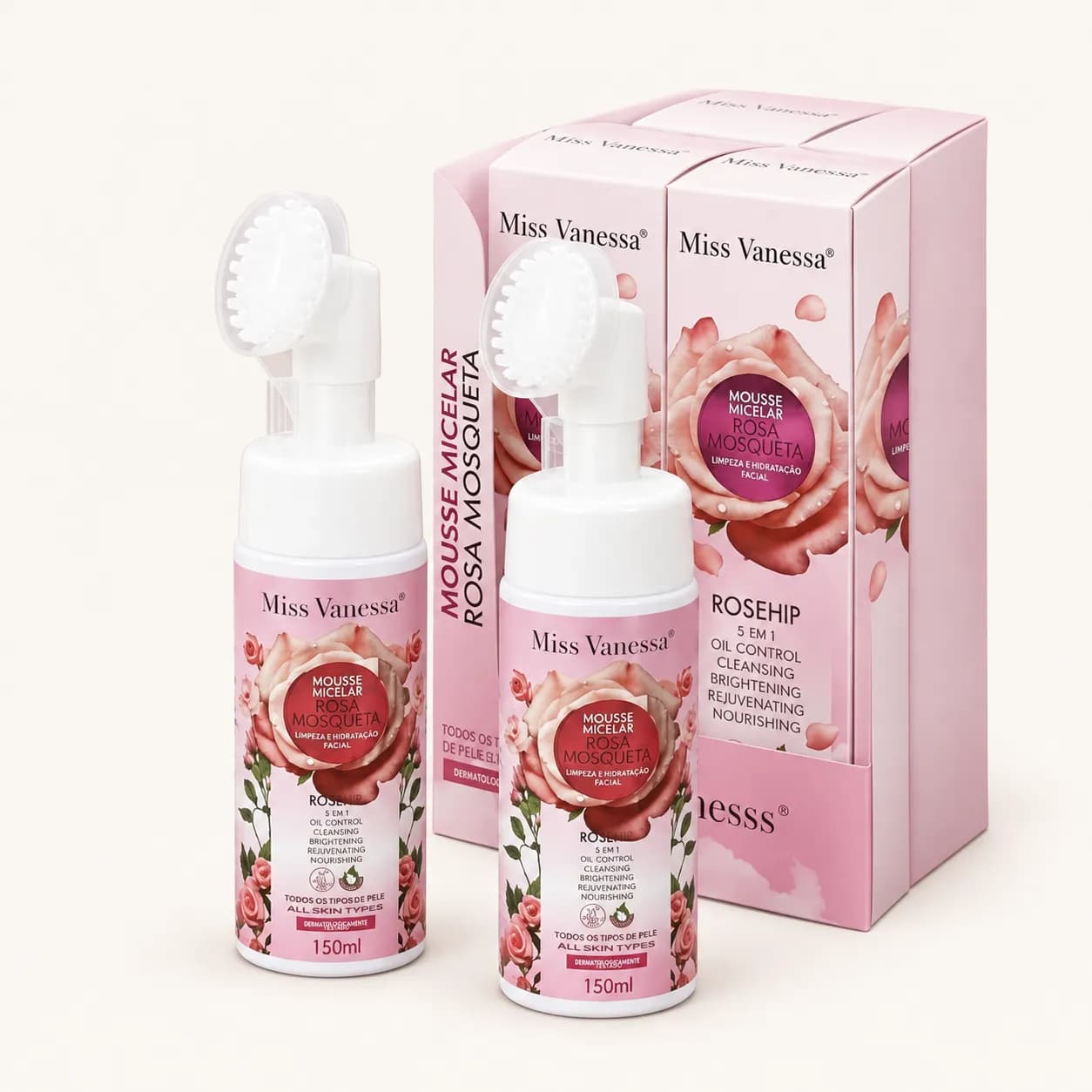 Mousse limpiador facial rosa mosqueta